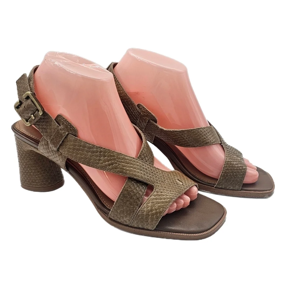 Donald Pliner Vlora Snake-Embossed Leather Slingback Sandals Women’s 8 Saddle